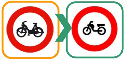 R-105 Entry prohibited to
    mopeds