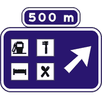 S-263a Advance signage on motorway or dual carriageway for a service area with exclusive exit
