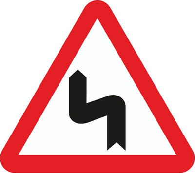 P-14a Dangerous curves to the left