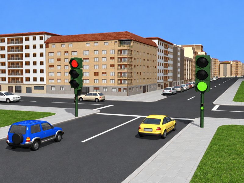The traffic light on the right is green and the one on the left is red. If you are in the right lane and want to go…